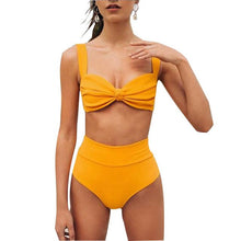 Load image into Gallery viewer, Split Swimsuit  Sexy Bikini Solid Color High Waist Swimsuit bathing suits woman 2020