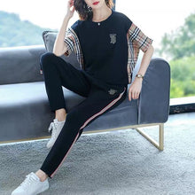 Load image into Gallery viewer, Sportswear suit women's 2021 new summer short sleeve loose size slim bat sleeve two piece suit