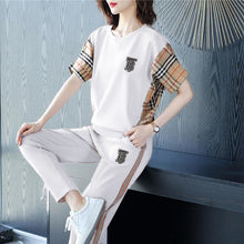 Load image into Gallery viewer, Sportswear suit women's 2021 new summer short sleeve loose size slim bat sleeve two piece suit