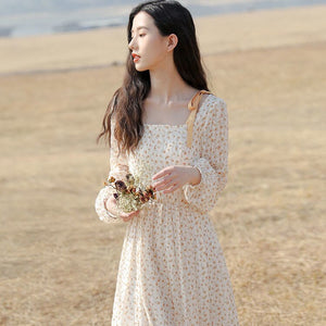 Spring 2021 New Female Temperament Gentle Wind Dress Fairy Super Fairy Forest Chiffon Floral Dress Long Dress Suit