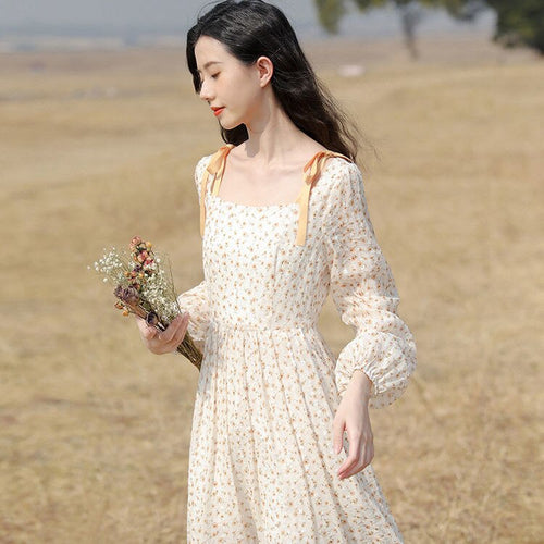 Spring 2021 New Female Temperament Gentle Wind Dress Fairy Super Fairy Forest Chiffon Floral Dress Long Dress Suit