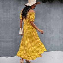 Load image into Gallery viewer, Spring 2021 New Ladies Dot Polka Print Dress Women Tassel Button Off The Shoulder Dress For Woman Sexy Slash Neck Summer Dress