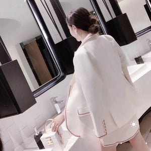 Spring And Autumn White Suits Women High Quality Blazer + Dress Two-Piece Sets Ladies Party OL