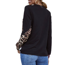 Load image into Gallery viewer, Spring Autum 2021 Women T-shirt Long Sleeve Fashion New Leopard Splicing O Neck Female Sweatshirt Casual Loose Mujer Tops