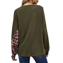 Load image into Gallery viewer, Spring Autum 2021 Women T-shirt Long Sleeve Fashion New Leopard Splicing O Neck Female Sweatshirt Casual Loose Mujer Tops