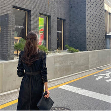 Load image into Gallery viewer, Spring Autumn New Korean Style Temperament Slim Notched Collar Single Breasted Long Sleeve Denim Dress Women&#39;s Casual Clothing