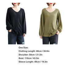 Load image into Gallery viewer, Spring Autumn Women Knitted Pullover Drawstring V-Neck Lantern Sleeve Shirts Loose Fit wear Casual Solid Female Sweater Tops