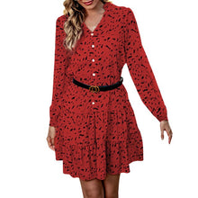 Load image into Gallery viewer, Spring Autumn Women&#39;s Dress Long Sleeve Print Sexy Fashion V Neck Flared Holiday A-Line Short Dress Casual Elegant Lady Vestido