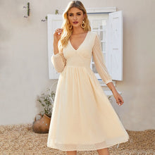 Load image into Gallery viewer, Spring Autumn Women&#39;s Semi-transparent Long Sleeves Solid Dress Knee-Length A-Line Design for Work