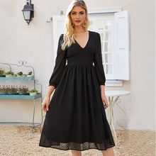 Load image into Gallery viewer, Spring Autumn Women&#39;s Semi-transparent Long Sleeves Solid Dress Knee-Length A-Line Design for Work