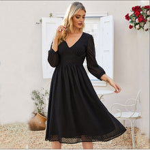 Load image into Gallery viewer, Spring Autumn Women&#39;s Semi-transparent Long Sleeves Solid Dress Knee-Length A-Line Design for Work