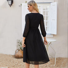 Load image into Gallery viewer, Spring Autumn Women&#39;s Semi-transparent Long Sleeves Solid Dress Knee-Length A-Line Design for Work