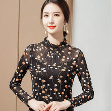 Load image into Gallery viewer, Spring Floral Long-sleeved Bottoming Shirt 2021 New Ladies Tops Fashion Casual Ruffles Shirt Plus Size Women T-Shirt