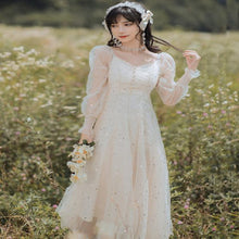Load image into Gallery viewer, Spring French Fairy Dress Women Elegant Patchwork Sequin Party Dress Female V-neck Sweet Kawaii Korean Dress Women 2021 New