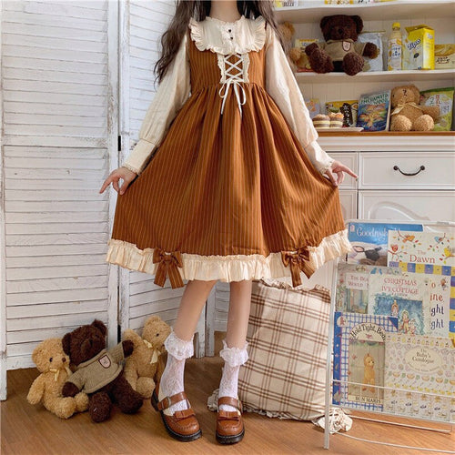 Spring Kawaii Lolita Dress Women Elegant Patchwork Bandage Party Mini Dress Female Japanese Harujuku Korean Sweet Dress 2021 New