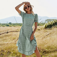 Load image into Gallery viewer, Spring Ladies New Ruffles Dot Print Dress Women Casual O Neck High Waist Lace Up Dress For Women 2021 Fashion Summer Dress