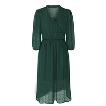 Load image into Gallery viewer, Spring New Chiffon Dress Women Casual Solid Color  V Neck Three Quarter Sleeve High Waist Dress For Women 2021 Summer Dress
