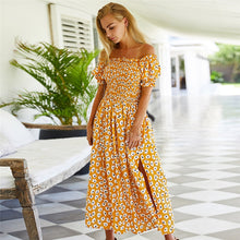 Load image into Gallery viewer, Spring New Off The Shoulder Dress Women Casual Slim High Waist Print Dress For Women 2021 Sexy Slash Neck Summer Dress