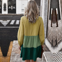 Load image into Gallery viewer, Spring New Patchwork Dress Women Casual Full Sleeve O Neck Button Simple Dress For Women 2021 Summer Dress
