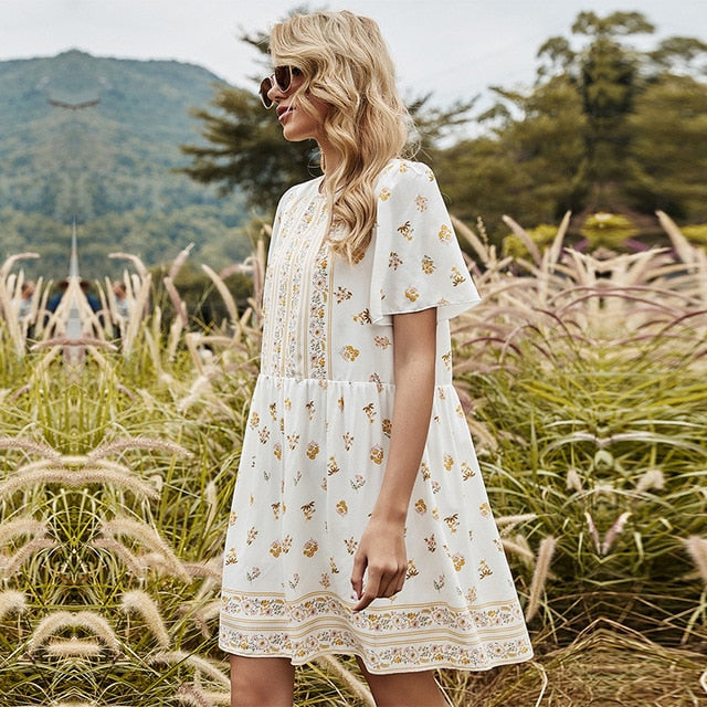 Spring New Sleeveless Print Dress Women Casual O Neck White Sweet Sling Dress For Women 2021 Short Summer Dress