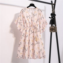 Load image into Gallery viewer, Spring Summer Chiffon Dress Women V-Neck Floral Print Short Dresses Sweet Ruffle Sleeeve Slim 2021 New Drawstring Ladies Dress