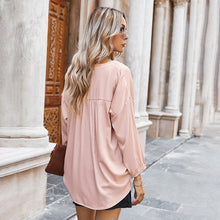 Load image into Gallery viewer, Spring Summer Elegant Solid Women&#39;s Shirt Casual V Neck Batwing Sleeve Single Breasted Blouse Office Lady Vintage Fashion Shirt