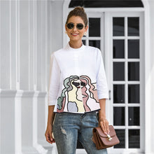 Load image into Gallery viewer, Spring Summer Embroidery Print Blouses Women Casual Three Quarter Sleeve Fashion Blouse Shirt Top For Women 2021 New