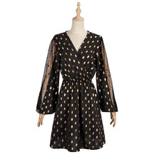 Load image into Gallery viewer, Spring Summer Ladies Fashion Bronzing Print Dress Women 2021 New Casual Mesh Full Sleeve High Waist Above Knee Short Dress