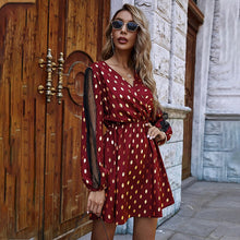 Load image into Gallery viewer, Spring Summer Ladies Fashion Bronzing Print Dress Women 2021 New Casual Mesh Full Sleeve High Waist Above Knee Short Dress
