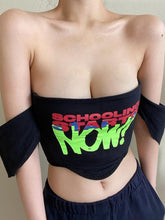 Load image into Gallery viewer, Spring Summer Ladies Sexy Raglan Sleeve Letter Print Tank Tops Women 2021 New Street Style Patchwork Spuer Short Shirts