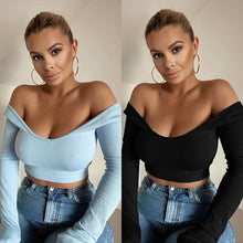 Load image into Gallery viewer, Spring Summer Ladies Street Style Raglan Full Sleeve Casual Solid Blouses Women 2021 New Slash Neck Midweight Short Pullover