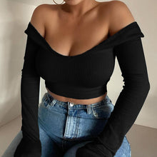 Load image into Gallery viewer, Spring Summer Ladies Street Style Raglan Full Sleeve Casual Solid Blouses Women 2021 New Slash Neck Midweight Short Pullover