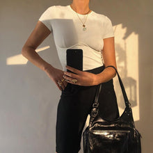 Load image into Gallery viewer, Spring Summer Solid Botton Crop Top Women 2021 New Short Sleeve O Neck Slim Ladies Sexy Back To The Basics Pullover Tops