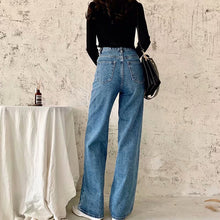 Load image into Gallery viewer, Spring and Autumn new retro style high waist solid color wide leg jeans women street solid color slim straight jeans ladies
