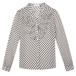 Spring new Korean style loose polka dot chiffon shirt female design sense niche V-neck blouse