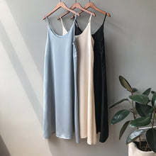 Load image into Gallery viewer, Spring summer 2022 Woman Tank Dress Casual Satin Sexy Camisole Elastic Female Home Beach Dresses v-neck camis sexy dress