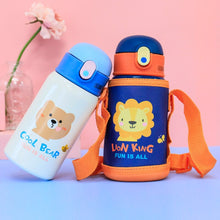 Load image into Gallery viewer, Stainless steel children&#39;s straw thermos, cartoon thermos, 400ml