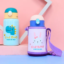 Load image into Gallery viewer, Stainless steel children&#39;s straw thermos, cartoon thermos, 400ml