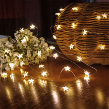 Load image into Gallery viewer, Star String LED Decoration Lights AA Battery Operated 4M Copper Light String Decorative Xmas Snowflake Garland for Bedroom Party