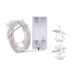 Star String LED Decoration Lights AA Battery Operated 4M Copper Light String Decorative Xmas Snowflake Garland for Bedroom Party