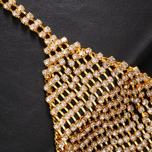 Stonefans Romantic Rhinestone Tassel Chest Chain Vest for Women Sexy Lingerie Bling Crystal Body Chain Bra Outfit Jewelry Dress