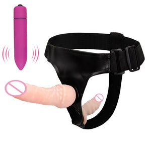 Strap On Realistic Double Dildo Pants For  Woman Men Couples Dildo Panties For Lesbian Gay Flesh purple Vibrator Dildo For Gay