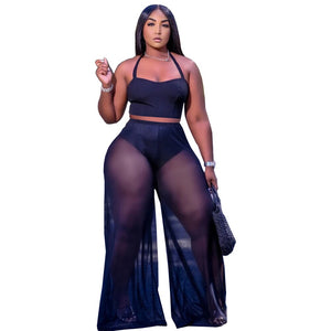 Strapless Sleeveless Crop Top And Pants 2 Pieces Set Sexy Tight Club Party Lady Fashion Sheath Tracksuits