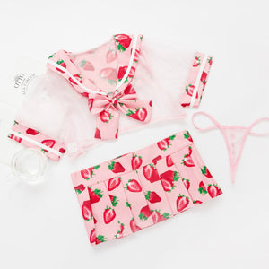 Strawberry Transparent Bra Underwear Sleepwear Japanese Sexy Lolita Girl Cute Lingerie Intimates Sailor Uniform Exotic Apparel