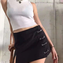Load image into Gallery viewer, Streetwear Mini Skirt Women Side split brooch High Waist Side Zipper Short Skirt Sexy Female A-Line Slim Hip Camo Skirts