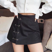 Load image into Gallery viewer, Streetwear Mini Skirt Women Side split brooch High Waist Side Zipper Short Skirt Sexy Female A-Line Slim Hip Camo Skirts