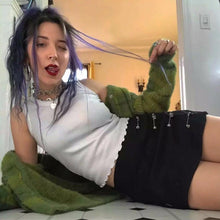 Load image into Gallery viewer, Streetwear Mini Skirt Women Side split brooch High Waist Side Zipper Short Skirt Sexy Female A-Line Slim Hip Camo Skirts