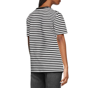 Striped Heart Embroidery T-shirt Women Summer High Street Round Neck Fashion Tee Shirt Tshirt Casual Femme Vetement Haut 2021