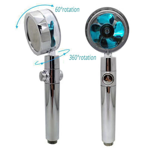 Strong Pressurization Spray Nozzle Water Saving  Rainfall 360 Degrees Rotating With Small Fan Washable Hand-held Shower Head