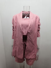 Load image into Gallery viewer, Suit Blazer Short Sets 2021 Solid Spring Summer Outerwear Fashion High Waist Three Pieces Sets Office Lady Notched Blazer Sets